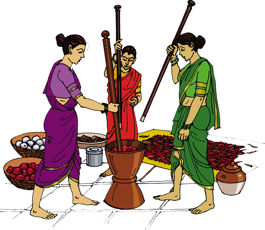 Women grinding spices